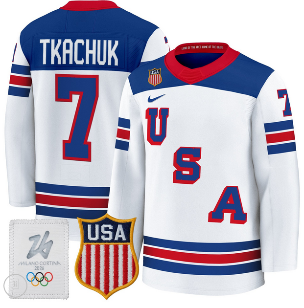 Men 2026 USA Olympic #7 Brady Tkachuk white NHL Jersey
